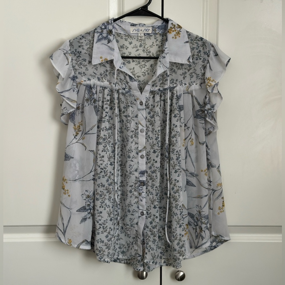 Sheer Floral Blouse